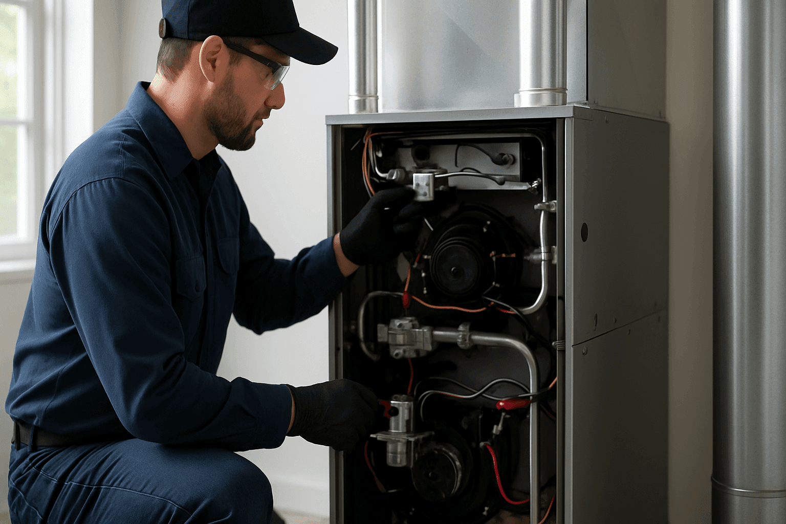 Técnico revisando interruptores de seguridad del horno